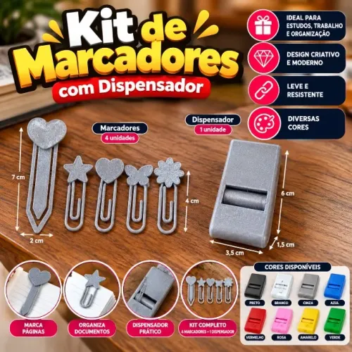 Kit marcadores com organizador em 3D