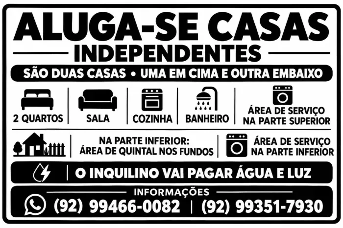 Duas casas independente na Ramos Ferreira Praça 14