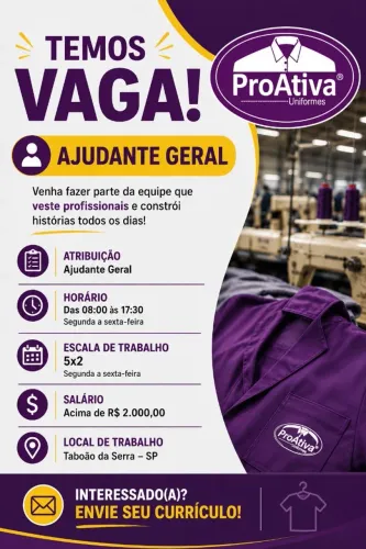 Vaga de emprego ajudante geral