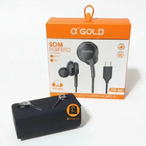 Fone de Ouvido TIPO-C com Fio A'Gold FN-A61