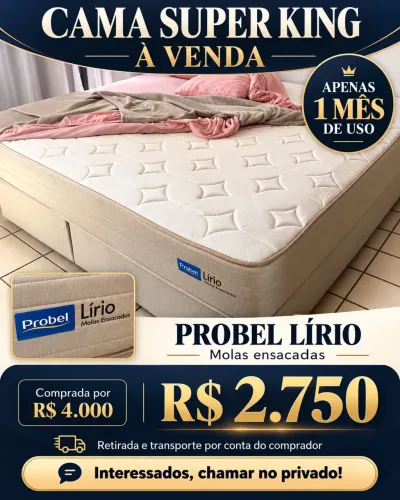 Cama Alto padrão Super King 1 Mês De Uso