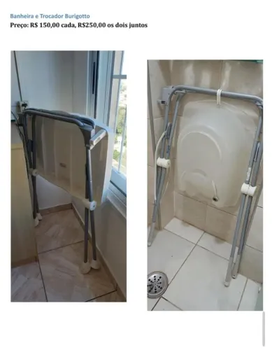 Trocador e banheira burigotto com 2 pés (um para cada)