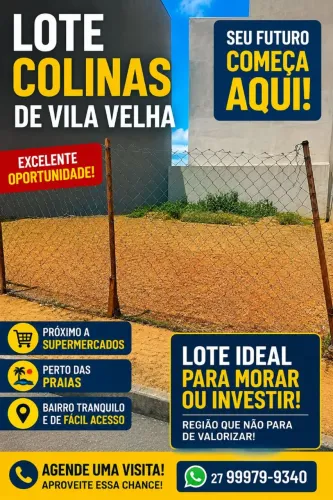 VENDO TERRENO COLINAS DE VILA VELHA 200 MT QUADRADO