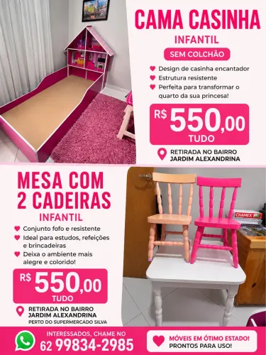 Vendo cama, mesa e cadeiras infantil