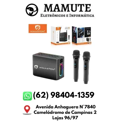 Caixa de Som Portátil Sem Fio RN03 Bluetooth com Karaokê e 2 Microfones