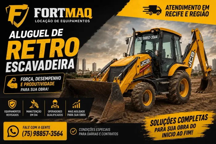 ? Aluguel de Retroescavadeira | Recife e Região | Diária, Semanal e Mensal