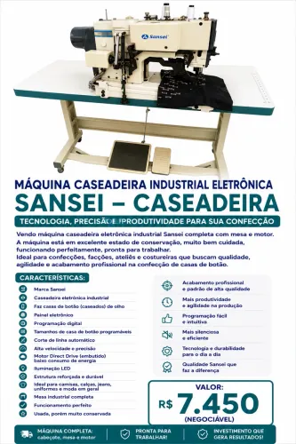 Máquina Caseadeira Industrial Eletrônica Sansei - Alta Precisão | Excelente Estado