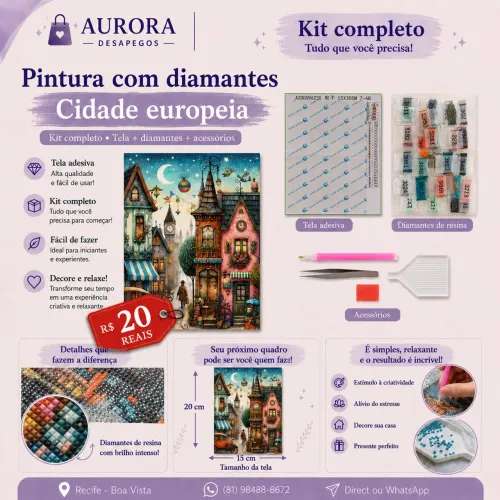 Pintura com diamantes: Cidade europeia 