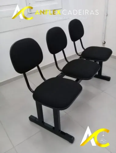 Longarina secretaria 3 lugares para igrejas, escritórios, cursos e auditório