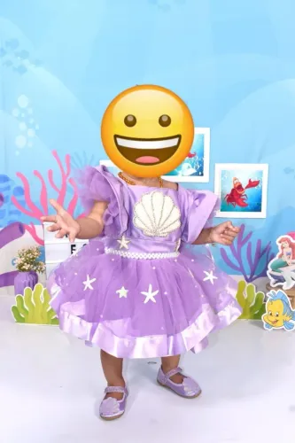 Vestido tema fundo do mar, 1 ano