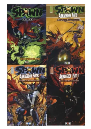 Editora Pixel Media coleção hqs Spawn Origem vol 1-2 e Spawn Armagedom vol 1-3