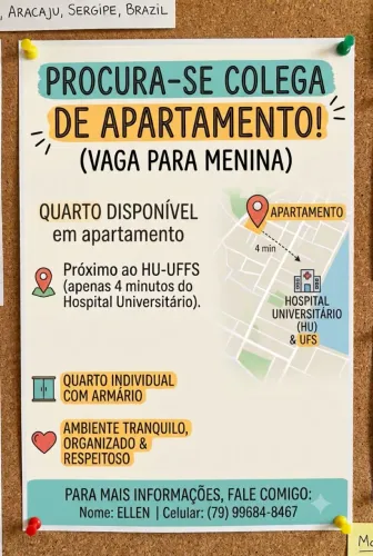 Procuro MENINA pra dividir apartamento perto do HU