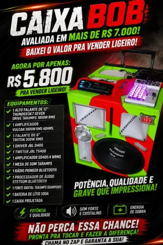Caixa Bob baixei pra vender ligeiro não venha com papo de liso e de especialista 