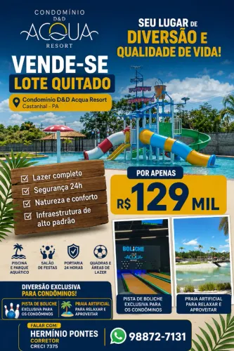 Lote QUITADO no D&D Acqua resort. BARATO D+