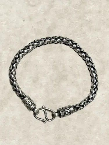 Pulseira trançada dupla tradicional em Prata de lei 925 original