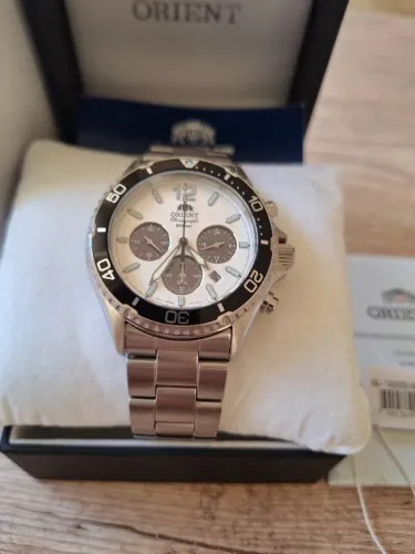 Relógio Orient Mako Solar Panda 42mm Safira Cronógrafo Novíssimo