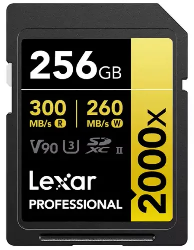 Cartão Sdxc 256gb Lexar Gold 2000x 8k Uhs-ii V90 U3 300mb/s