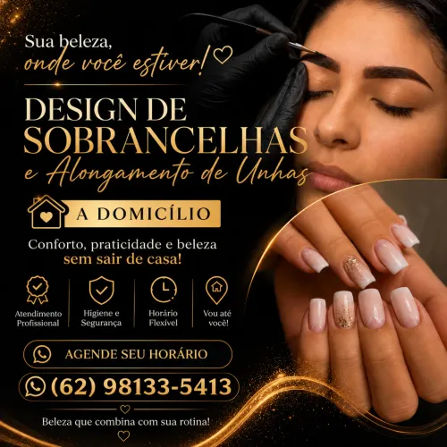 Designer de sobrancelhas e alongamento de unhas a domicílio