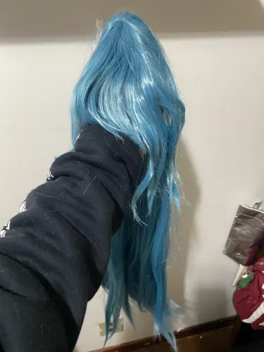 Peruca azul mahito cosplay 