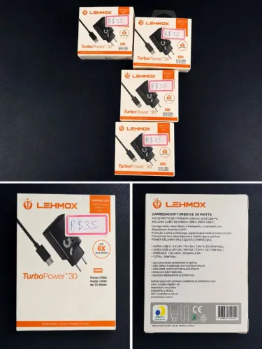 Carregador Turbo Lehmox 30W USB-C e USB-A Original