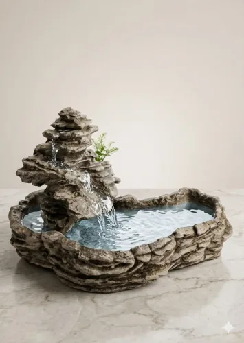Fonte de Água Decorativa Cascata - Estilo Pedra Natural (Relaxante)