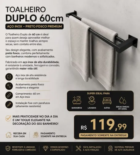 Toalheiro duplo nova Entregamos