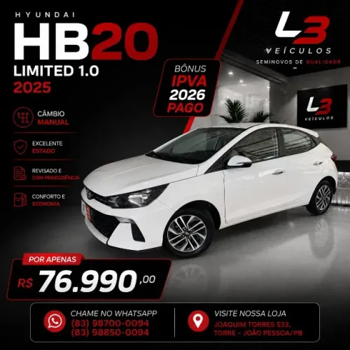 Hyundai HB20 Limited Plus1.0 Flex 12V Mec. 2025