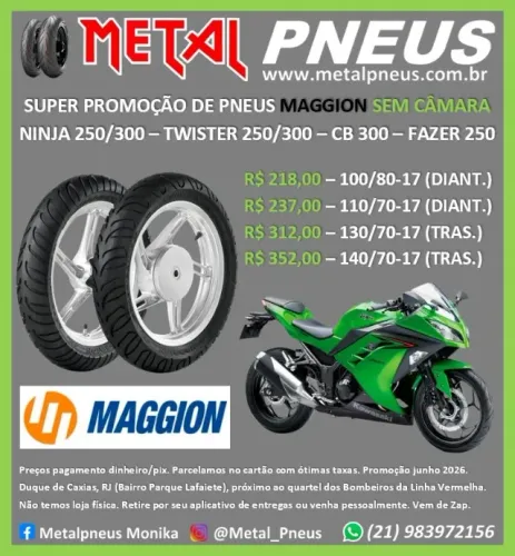 Pneu Moto Maggion Ninja 250/300 Twister Fazer 250 CB300 MT03 R3 - Novos Com Garantia
