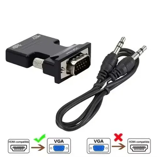 Conversor HDMI x VGA 1080p com entrada audio