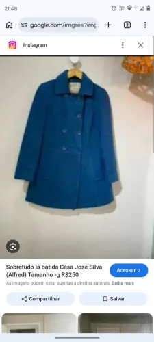 Casaco sobretudo lã batida marca blu esteel usado por 2 vezes 