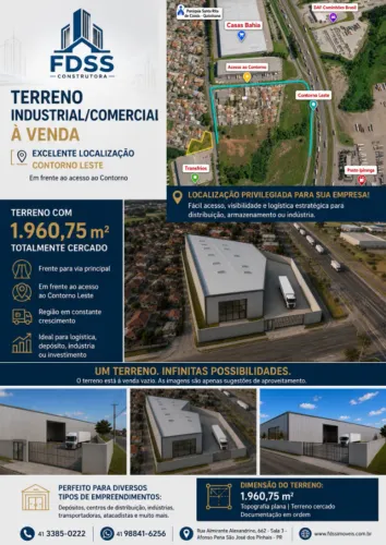 Área Industrial/Comercial à Venda | 1.960,75 m² | Contorno Leste - São José dos Pinhais
