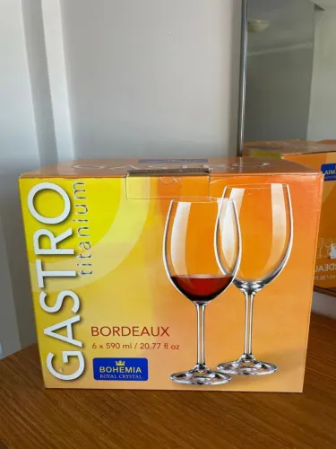 Jogo de 6 Taças de Cristal Bohemia Bordeaux 590ml - Novas