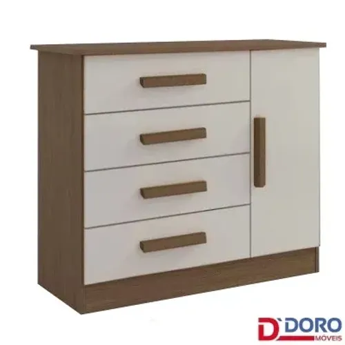Cômoda Firenze Castanho 4 Gavetas e Sapateira rf98