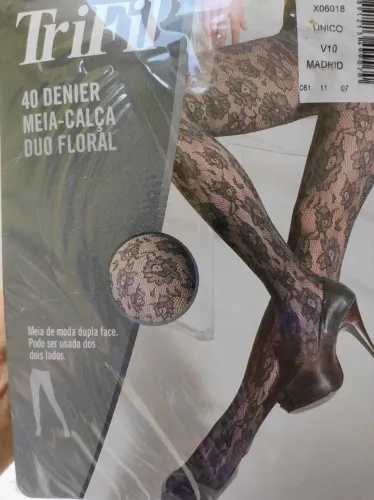 Kit com 20 Meias-Calças Trifil Duo Floral Fio 40 - Tamanho Único
