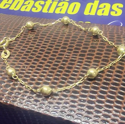 Pulseira Infantil Bolinha Criança Correntinha Elos Ouro 18 Kilates Peso 0.80 Grama 15 Cm B