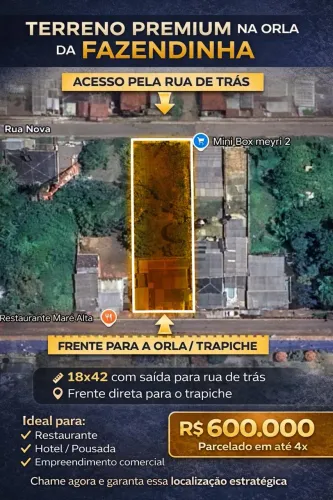 Terreno na orla da Fazendinha (parcelado em 4x)