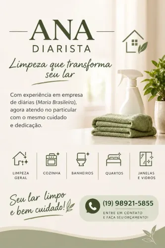 Diarista Autônoma com Experiência (Faxina)