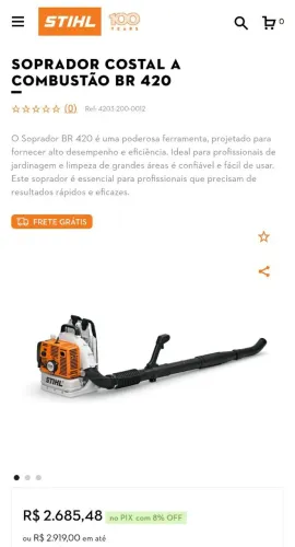 Soprador Costal Stihl BR 420 a gasolina - Zerado na caixa