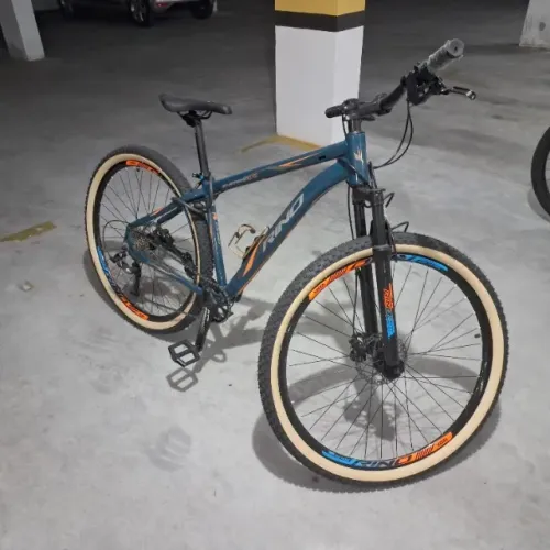 Bike Coroa Única - Rino Everest Xr 1x9 - Hidráulico - Trava Cor Azul-petróleo e Laranja 