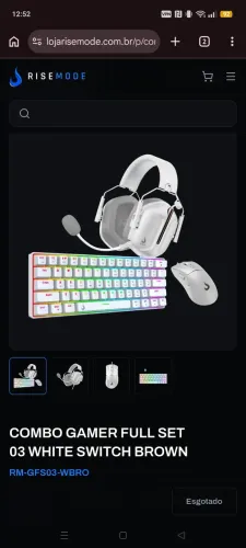 Combo Gamer Rise Mode Full Set 03 White (Teclado Mecânico + Mouse + Headset) - Impecável