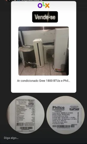 Vendo ar condicionado da Gree de 18000 BTUs e outro ar condicionado da Philco de 9000 BTUs