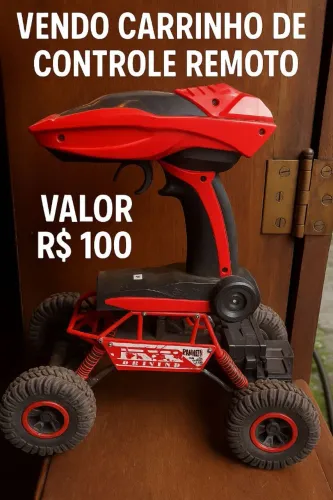 Vendo carrinho de controle remoto com duas baterias e um carregador de bateria valor 100re
