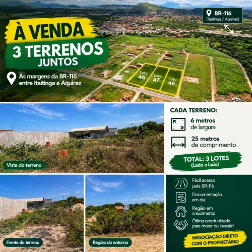 3 terrenos 6X25 repasse