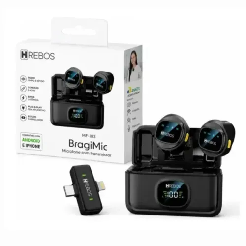 Lacrado Microfone com transmissor BragiMic HREBOS MF-103