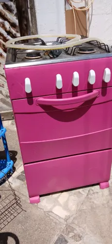 Fogao rosa funcionando tudo