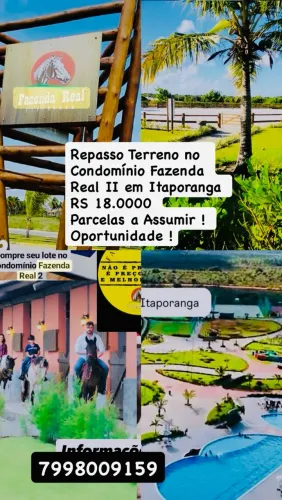 Repasso Terreno Condomínio Fazenda Real Segunda Etapa II