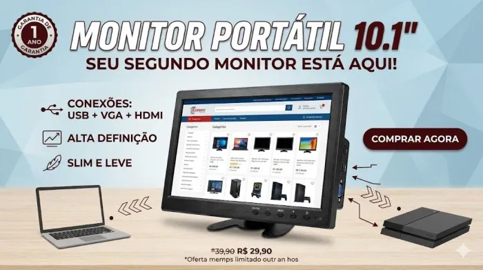 Tela portátil 10 polegadas