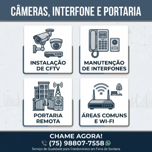 Manutenção de câmeras, interfone e portaria remota para condomínios