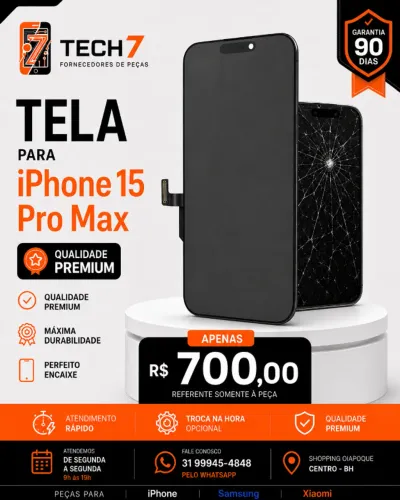 Tela iPhone 15 Pro Max Premium com Garantia de 90 Dias