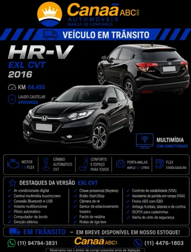 Honda HR-V EXL 1.8 Flexone 16V 5P Aut. 2016